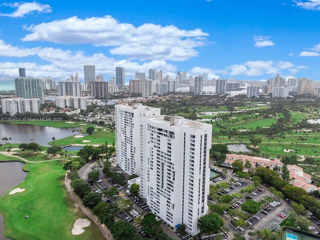 20355 NE 34th Ct Unit 929, Aventura, FL 33180 - drone / aerial view of a large body of water, a skyline view, and a golf course