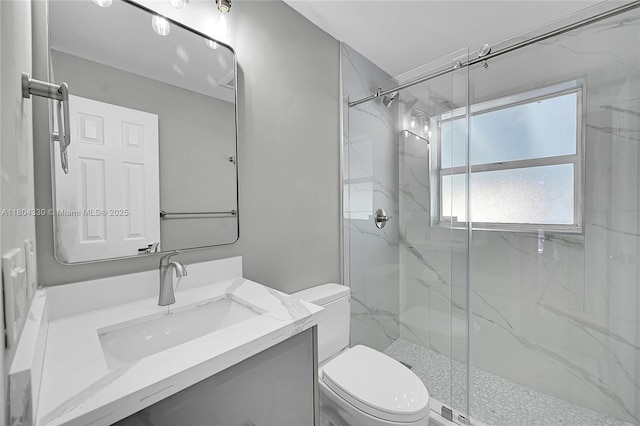 1950 NE 55th Ct, Fort Lauderdale, FL 33308 - bathroom with a marble finish shower, toilet, and vanity