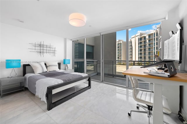 2950 NE 188th St Unit 540, Aventura, FL 33180 - bedroom featuring access to exterior, expansive windows, and tile patterned flooring