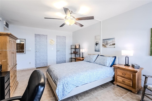 2017 S Ocean Dr Unit 1404, Hallandale Beach, FL 33009 - bedroom with light tile patterned floors and a ceiling fan