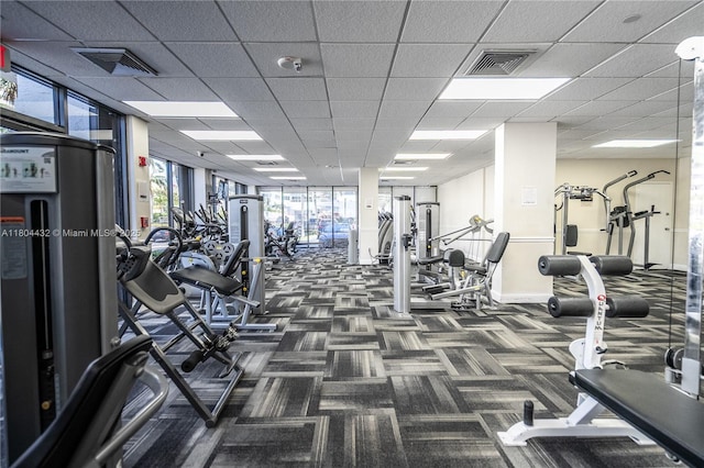 2017 S Ocean Dr Unit 1404, Hallandale Beach, FL 33009 - gym featuring dark colored carpet and baseboards