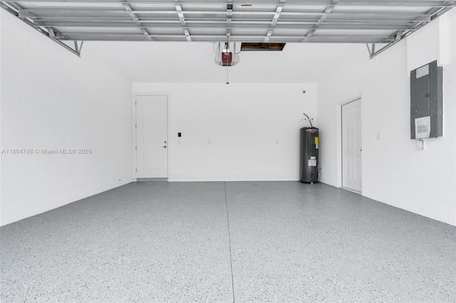 935 Elgin St, Lehigh Acres, FL 33974 - garage with water heater, electric panel, and a garage door opener