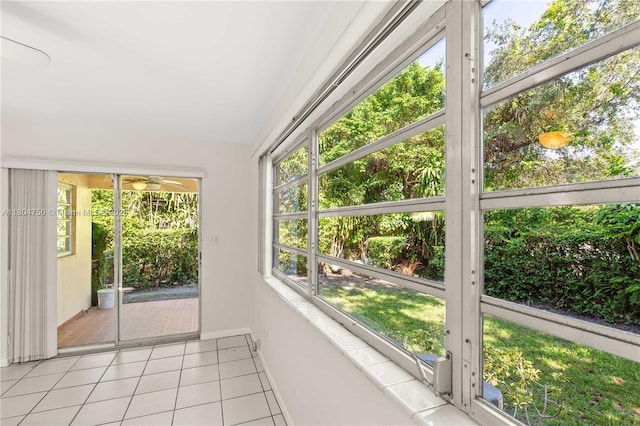 1242 Sevilla Ave, Coral Gables, FL 33134 - unfurnished sunroom with lofted ceiling and a ceiling fan