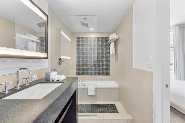 17315 Collins Ave Unit 1008, Sunny Isles Beach, FL 33160 - bathroom with vanity and a combined bath / shower with rainfall shower