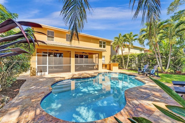 4470 E Seneca Ave, Weston, FL 33332 - view of swimming pool featuring ceiling fan and a patio