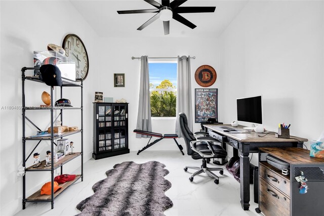 1020 Rush Ave, Lehigh Acres, FL 33972 - home office featuring a ceiling fan