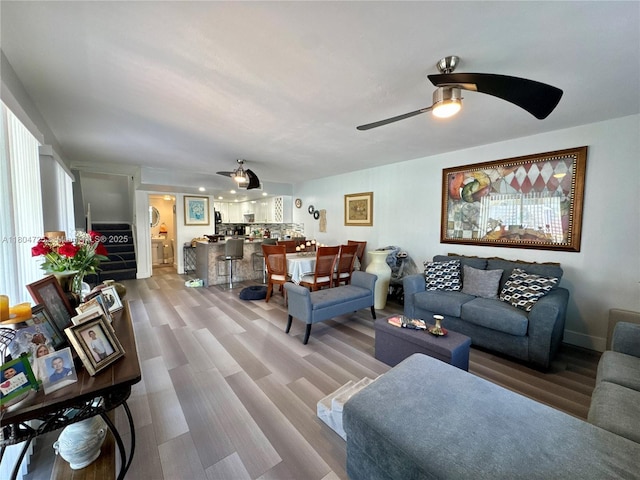 14367 SW 96th Ln, Miami, FL 33186 - living area featuring a ceiling fan and wood finished floors