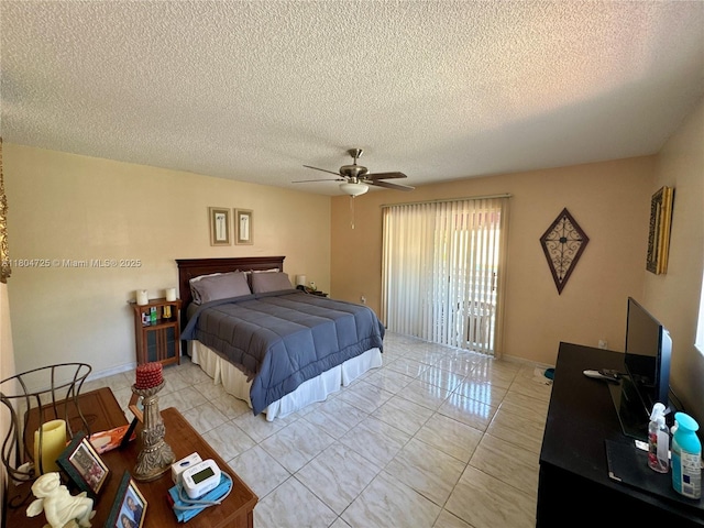 14367 SW 96th Ln, Miami, FL 33186 - bedroom with a ceiling fan, a textured ceiling, and access to exterior