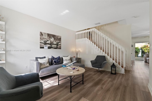 922 SW 148th Pl, Miami, FL 33194 - living room featuring stairs and wood finished floors