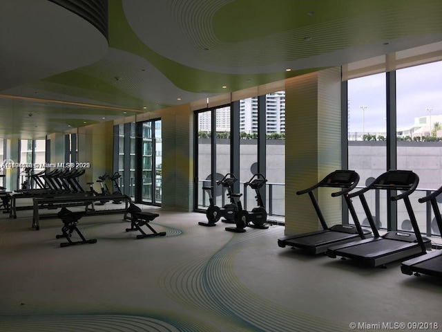 501 NE 31st St Unit 2903, Miami, FL 33137 - exercise room with expansive windows