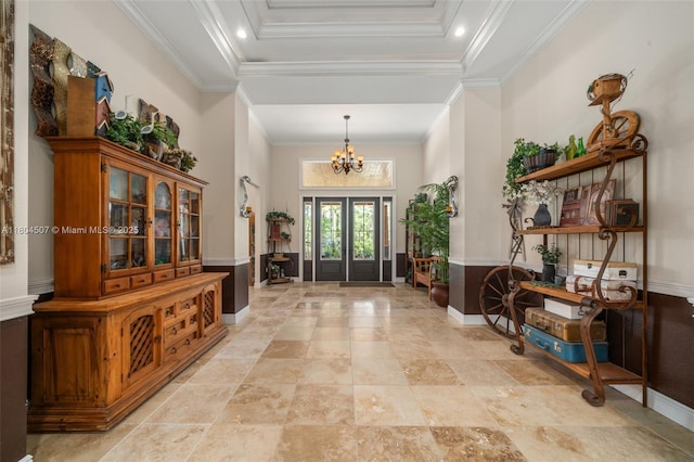 3324 Miller Ave, Lake Placid, FL 33852 - foyer entrance featuring baseboards, a chandelier, and crown molding