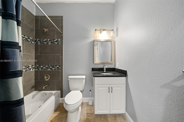 3324 Miller Ave, Lake Placid, FL 33852 - full bathroom featuring tile patterned flooring, shower / bath combo, vanity, toilet, and baseboards