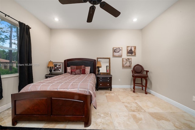 3324 Miller Ave, Lake Placid, FL 33852 - bedroom with recessed lighting, ceiling fan, and baseboards