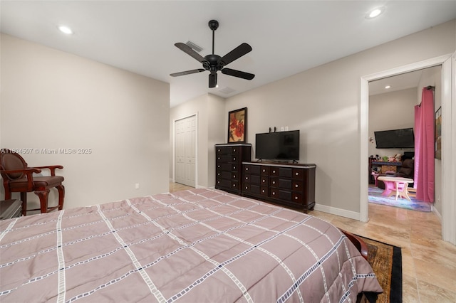 3324 Miller Ave, Lake Placid, FL 33852 - bedroom with recessed lighting, a closet, and ceiling fan