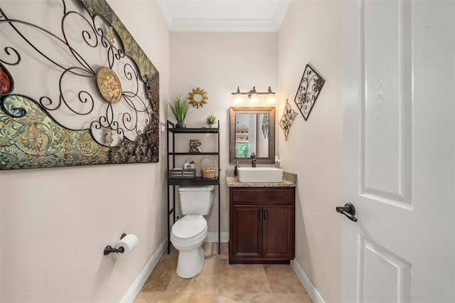 3324 Miller Ave, Lake Placid, FL 33852 - half bathroom with crown molding, toilet, vanity, and baseboards