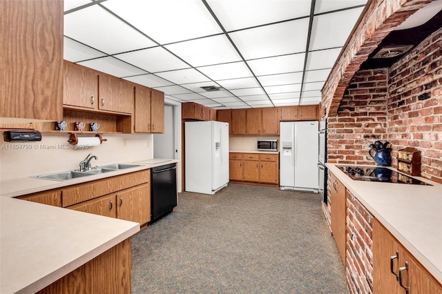 21800 SW 152nd Ave, Miami, FL 33170 - kitchen featuring black appliances, a sink, light countertops, and open shelves