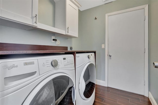 18225 NW 21st St, Pembroke Pines, FL 33029 - washroom with washer and dryer, cabinet space, baseboards, and wood finish floors