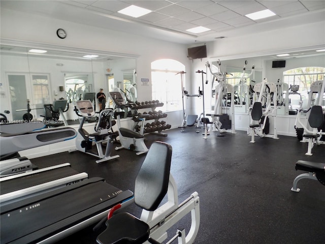 7330 NW 114th Ave Unit 304-5, Doral, FL 33178 - exercise room with a paneled ceiling