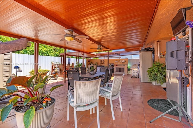 19251 SW 118th Ct, Miami, FL 33177 - view of patio / terrace with fence, outdoor dining area, and ceiling fan