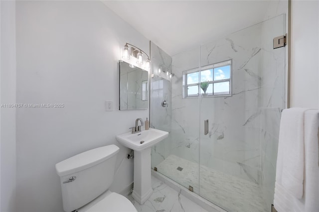 13521 S Biscayne River Rd, Miami, FL 33161 - full bath with marble finish flooring, toilet, a marble finish shower, and a sink