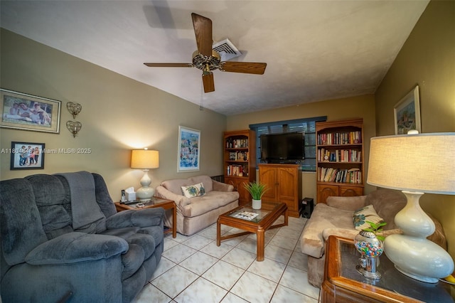 7505 SW 167th St, Palmetto Bay, FL 33157 - living area featuring light tile patterned flooring and a ceiling fan