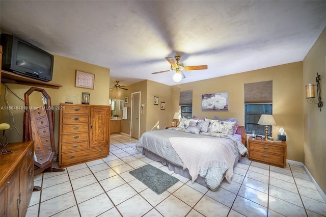 7505 SW 167th St, Palmetto Bay, FL 33157 - bedroom featuring light tile patterned floors, baseboards, and ceiling fan