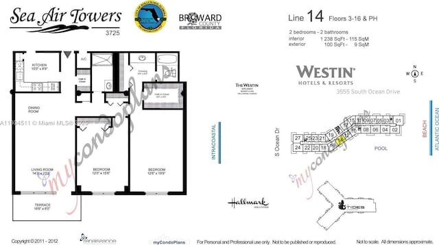 3725 S Ocean Dr Unit 1014, Hollywood, FL 33019 - floor plan / room layout