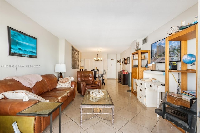 1980 S Ocean Dr Unit 9K, Hallandale Beach, FL 33009 - living area featuring a chandelier and light tile patterned floors