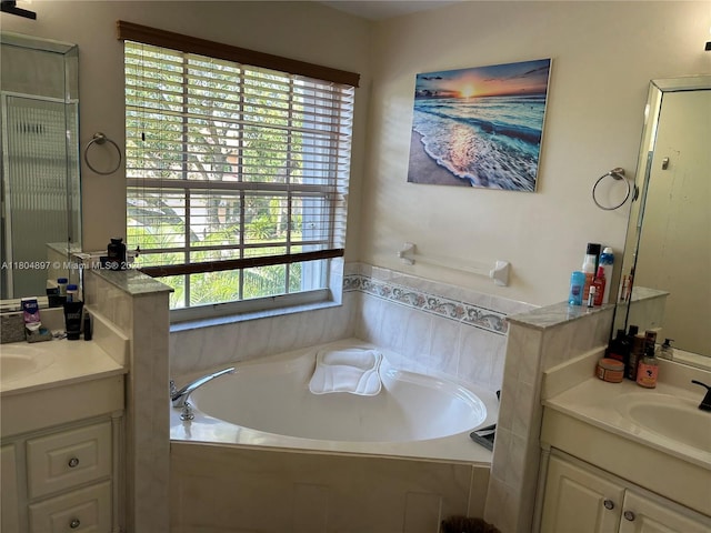 13833 NW 22nd St, Sunrise, FL 33323 - bathroom with two vanities and a garden tub