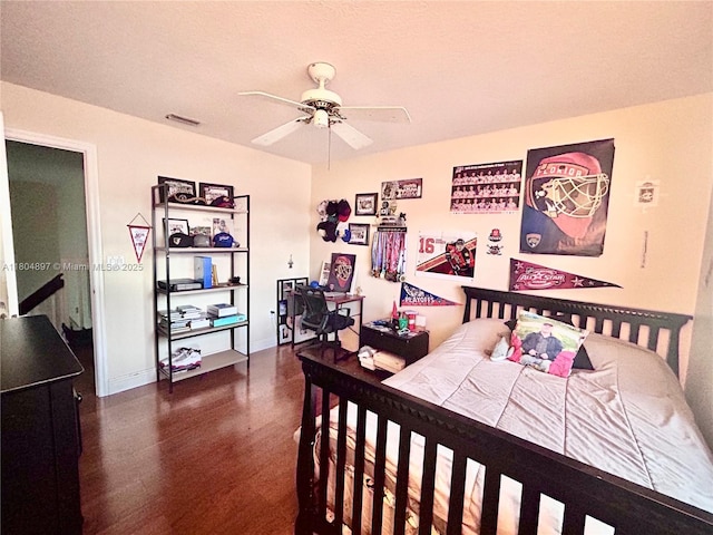 13833 NW 22nd St, Sunrise, FL 33323 - bedroom featuring dark wood-type flooring, ceiling fan, and baseboards