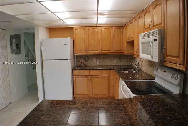 611 N University Dr Unit 3, Plantation, FL 33324 - kitchen with white appliances, electric panel, a sink, and tasteful backsplash