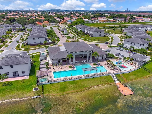 15678 NW 91st Ct, Miami Lakes, FL 33018 - aerial perspective of suburban area featuring a pool area