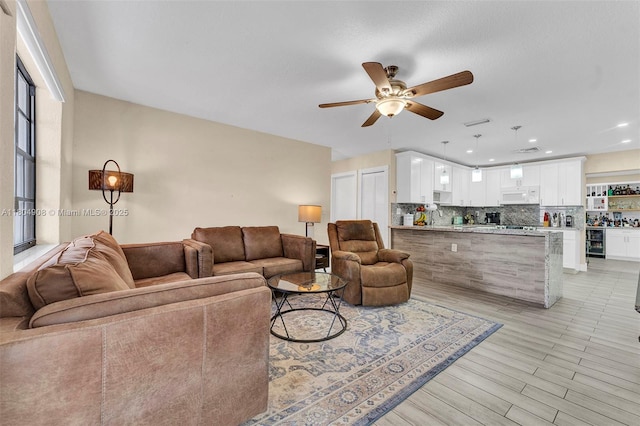 10350 SW 30th St, Miami, FL 33165 - living area featuring ceiling fan, recessed lighting, and light wood-style flooring