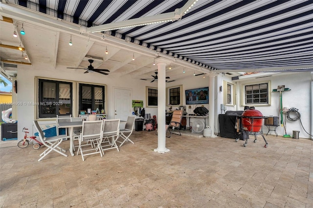 10350 SW 30th St, Miami, FL 33165 - view of patio featuring ceiling fan and outdoor dining area
