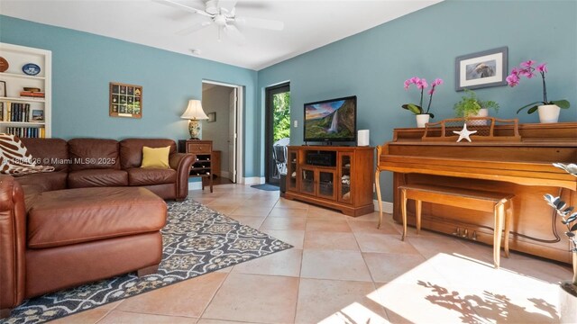 4955 NW 10th St, Coconut Creek, FL 33063 - tiled living area with a ceiling fan