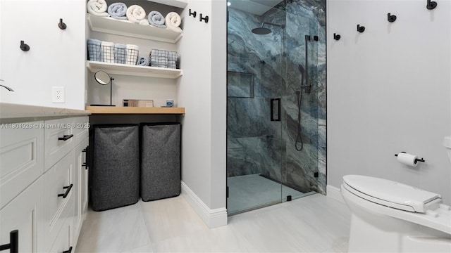 4955 NW 10th St, Coconut Creek, FL 33063 - full bath with a marble finish shower, toilet, baseboards, and vanity
