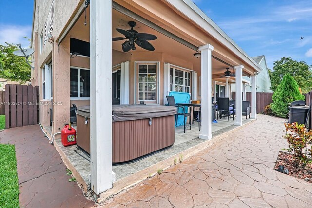 10920 SW 11th Ct, Davie, FL 33324 - view of patio / terrace featuring a hot tub and ceiling fan