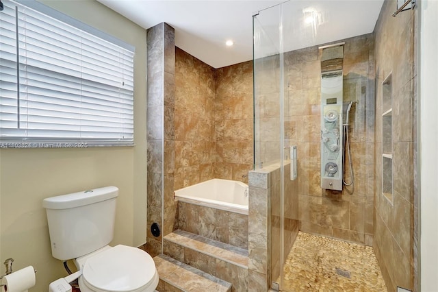 10920 SW 11th Ct, Davie, FL 33324 - bathroom with tiled shower, a bath, toilet, and healthy amount of natural light