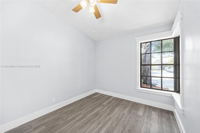 3639 NW 83rd Ln, Sunrise, FL 33351 - spare room with wood finished floors, baseboards, and ceiling fan
