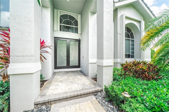18201 NW 16th St, Pembroke Pines, FL 33029 - property entrance featuring french doors and stucco siding