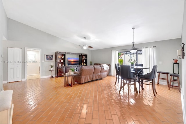 11955 Brim Way, Cooper City, FL 33026 - dining area featuring a ceiling fan and high vaulted ceiling