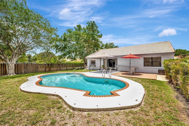 11955 Brim Way, Cooper City, FL 33026 - view of swimming pool featuring a fenced backyard, a wooden deck, and a gazebo