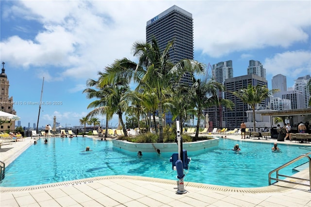601 NE 1st Ave Unit 2004, Miami, FL 33132 - community pool featuring a patio area and a city view