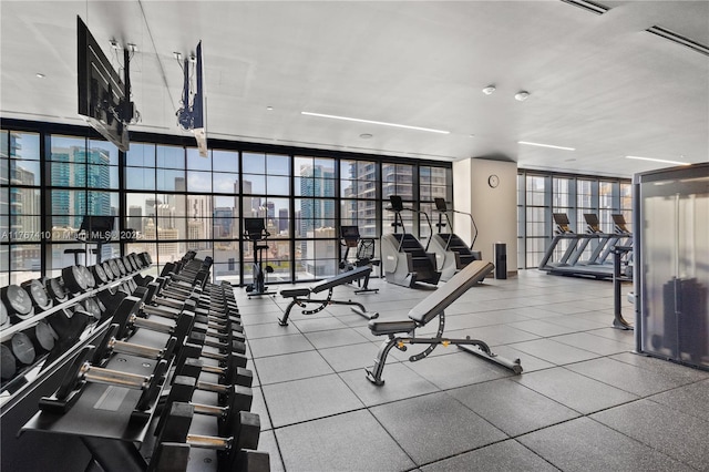 601 NE 1st Ave Unit 2004, Miami, FL 33132 - gym with expansive windows
