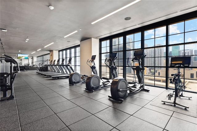 601 NE 1st Ave Unit 2004, Miami, FL 33132 - workout area with floor to ceiling windows