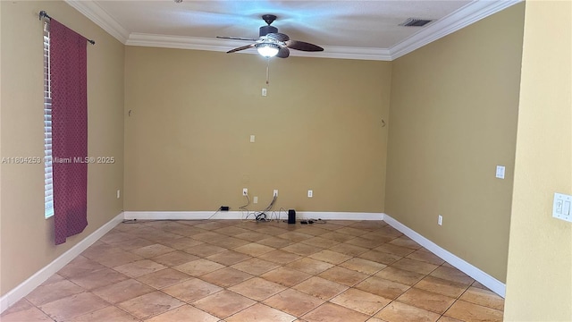 8716 Blaze Ct, Davie, FL 33328 - empty room with ceiling fan, crown molding, and baseboards