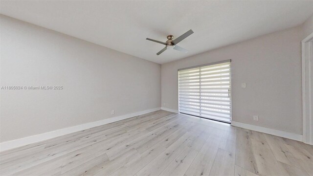 15805 W Waterside Cir Unit 202, Sunrise, FL 33326 - unfurnished room with ceiling fan, light wood finished floors, and baseboards