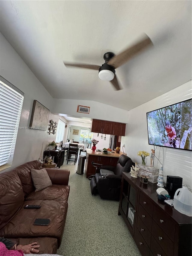 554 SW 7th St, Florida City, FL 33034 - living room with ceiling fan and lofted ceiling