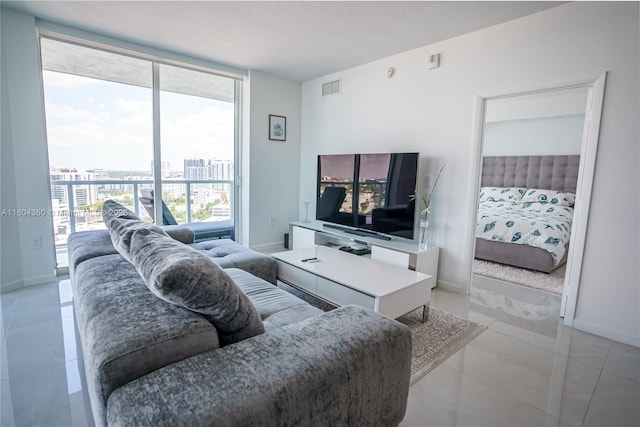1900 N Bayshore Dr Unit 1918, Miami, FL 33132 - living room with baseboards and light tile patterned floors
