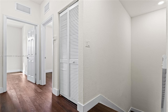 10611 W 33rd Ct, Hialeah, FL 33018 - hall featuring dark wood-style flooring and recessed lighting